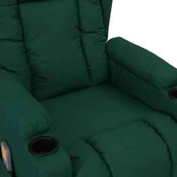 Elektrischer Massagesessel Dunkelgrün Stoff