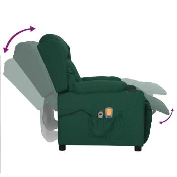 Elektrischer Massagesessel Dunkelgrün Stoff