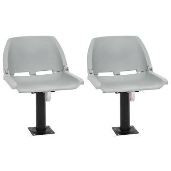 ARDEBO.de - 4-tlg. Bootssitz-Set Klappbar Kein Kissen Grau 48x51x41 cm