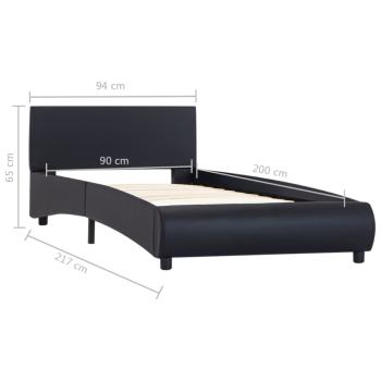 Bettgestell mit LED Schwarz Kunstleder 90x200 cm