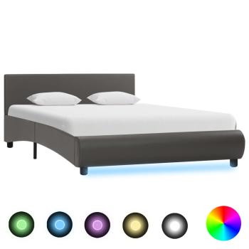 ARDEBO.de - Bettgestell mit LED Grau Kunstleder 120×200 cm