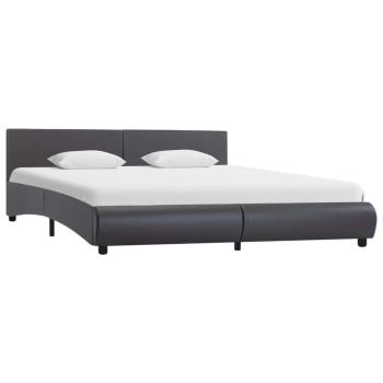 Bettgestell mit LED Grau Kunstleder 160x200 cm