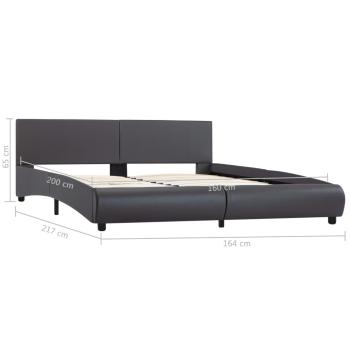 Bettgestell mit LED Grau Kunstleder 160x200 cm