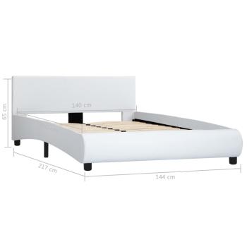 Bettgestell mit LED Weiß Kunstleder 140x200 cm