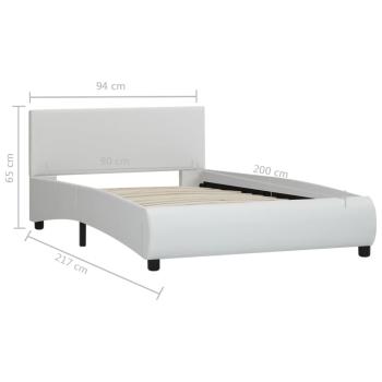 Bettgestell mit LED Weiß Kunstleder 90x200 cm