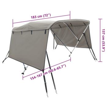 3-Bow Bimini-Top mit Seitenteilen 183x(154-167)x137 cm