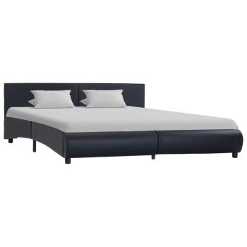 Bettgestell mit LED Schwarz Kunstleder 160 x 200 cm