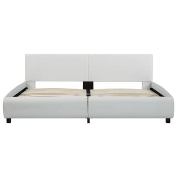 Bettgestell mit LED Weiß Kunstleder 160×200 cm