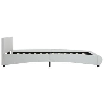 Bettgestell mit LED Weiß Kunstleder 160×200 cm