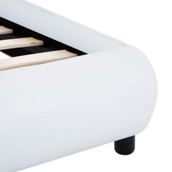 Bettgestell mit LED Weiß Kunstleder 160×200 cm
