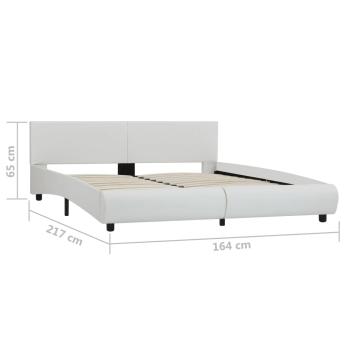 Bettgestell mit LED Weiß Kunstleder 160×200 cm