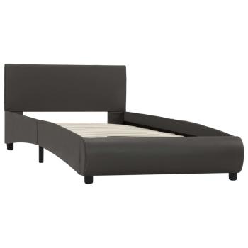 Bettgestell mit LED Grau Kunstleder 90×200 cm