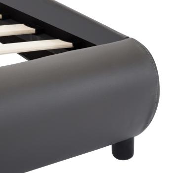 Bettgestell mit LED Grau Kunstleder 90×200 cm