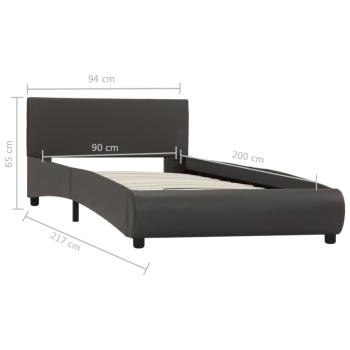 Bettgestell mit LED Grau Kunstleder 90×200 cm