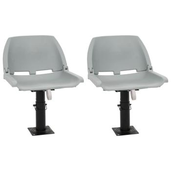ARDEBO.de - 4-tlg. Bootssitz-Set Klappbar Kein Kissen Grau 48x51x41 cm