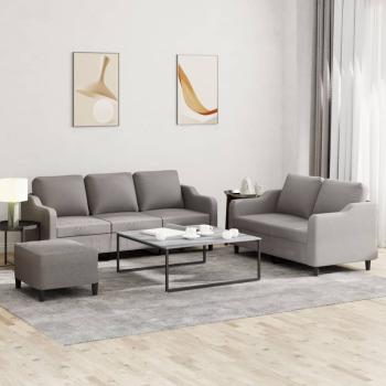 ARDEBO.de - 3-tlg. Sofagarnitur mit Kissen Taupe Stoff