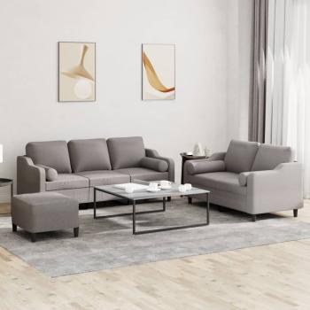 ARDEBO.de - 3-tlg. Sofagarnitur mit Kissen Taupe Stoff