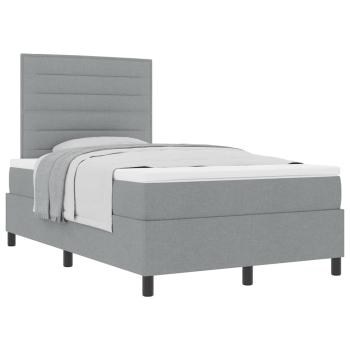 Boxspringbett mit Matratze Hellgrau Klein Doppelstoff