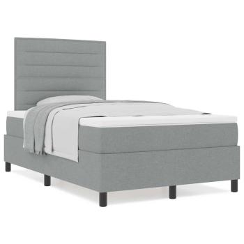 Boxspringbett mit Matratze Hellgrau Klein Doppelstoff