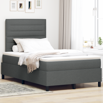Boxspringbett mit Matratze Dunkelgrau Kleines Doppelstoff