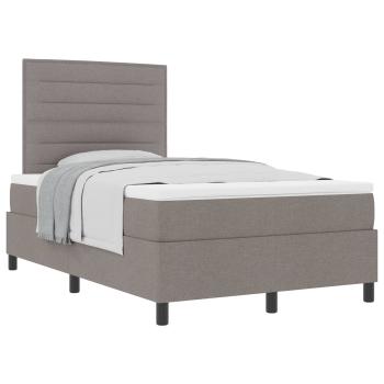 Boxspringbett mit Matratze in Taupe ? Kleines Doppelbett aus Stoff