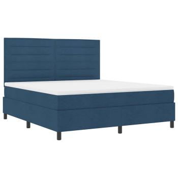 Boxspringbett mit Matratze mit Kopfteil Blau 180 x 200 cm Stoff
