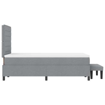Boxspringbett mit Matratze & Bank Hellgrau 120x190 cm Stoff