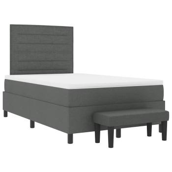 Boxspringbett mit Matratze & Bank Dunkelgrau 120x190 cm Stoff