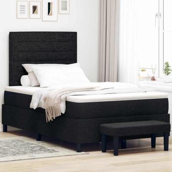 ARDEBO.de - Boxspringbett mit Matratze & Bank Schwarz 120x190 cm Stoff