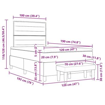 Boxspringbett mit Matratze & Bank Taupe 120x190 cm Stoff