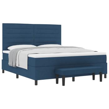 Boxspringbett mit Matratze & Bank Blau 180x200 cm Stoff
