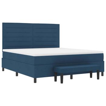 Boxspringbett mit Matratze & Bank Blau 180x200 cm Stoff