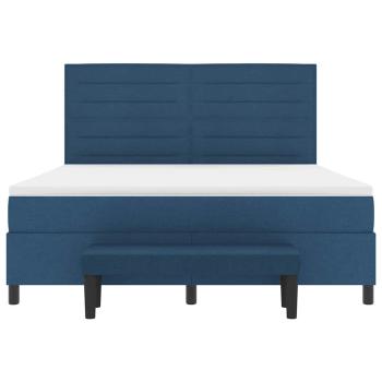 Boxspringbett mit Matratze & Bank Blau 180x200 cm Stoff