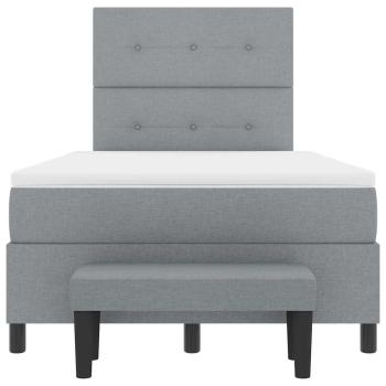 Boxspringbett mit Matratze & Bank Hellgrau 120x190 cm Stoff