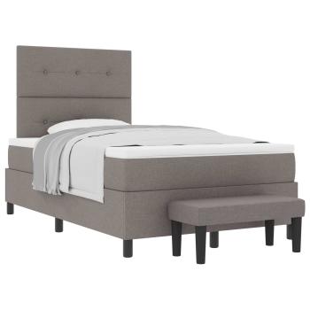 Boxspringbett mit Matratze & Bank Grau 120x190 cm Stoff