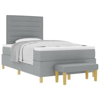 Boxspringbett mit Matratze & Bank Hellgrau 120x190 cm Stoff