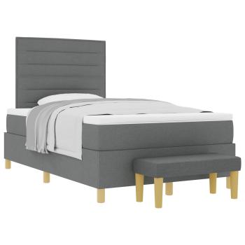 Boxspringbett mit Matratze & Bank Dunkelgrau 120x190 cm Stoff