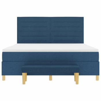 Boxspringbett mit Matratze & Bank Blau 180x200 cm Stoff