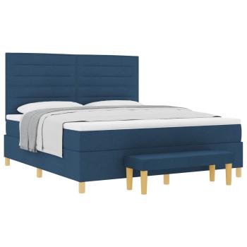 Boxspringbett mit Matratze & Bank Blau 180x200 cm Stoff