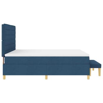 Boxspringbett mit Matratze & Bank Blau 180x200 cm Stoff