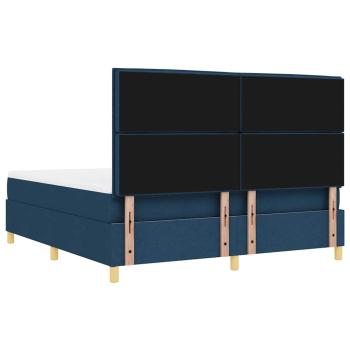 Boxspringbett mit Matratze & Bank Blau 180x200 cm Stoff