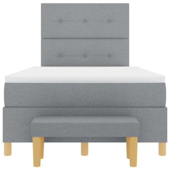 Boxspringbett mit Matratze & Bank Hellgrau 120x190 cm Stoff