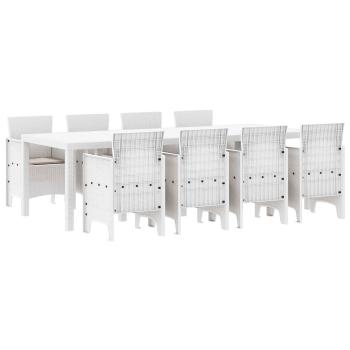 9-teiliges Garten Essset mit Kissen in Hellgrau Poly Rattan