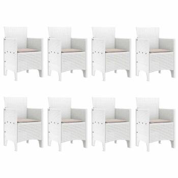 9-teiliges Garten Essset mit Kissen in Hellgrau Poly Rattan