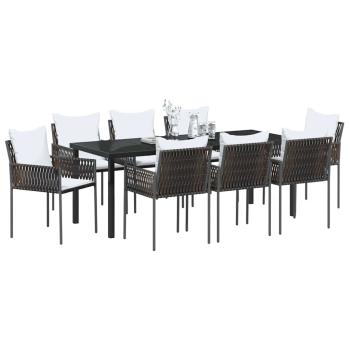 Garten Essgruppe 9 stk. Braun und Schwarz PE-Rattan