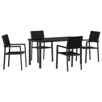 5-teiliges Garten-Esszimmer-Set Schwarz Poly Rattan