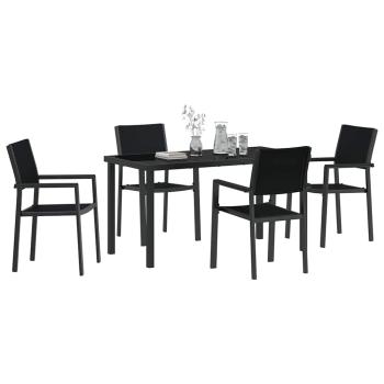5-teiliges Garten-Esszimmer-Set Schwarz Poly Rattan
