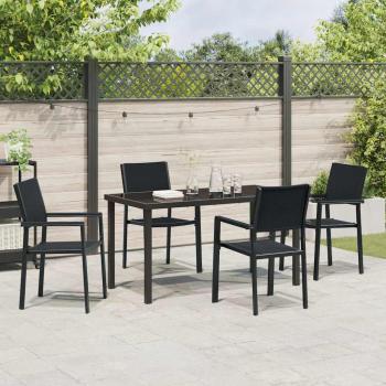 5-teiliges Garten-Esszimmer-Set Schwarz Poly Rattan