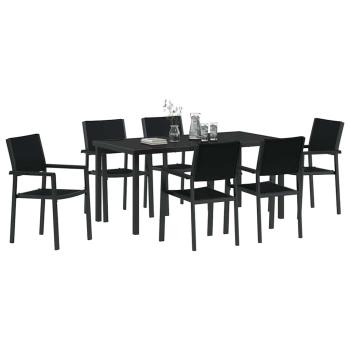 4-teiliges Garten-Esszimmer-Set Schwarz Poly Rattan