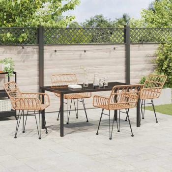 5-teiliges Garten-Ess-Set Braunes Poly-Rattan